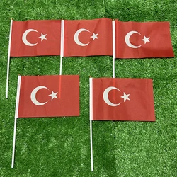 Bandera de mano turca con asta de plástico, para ondear y eventos