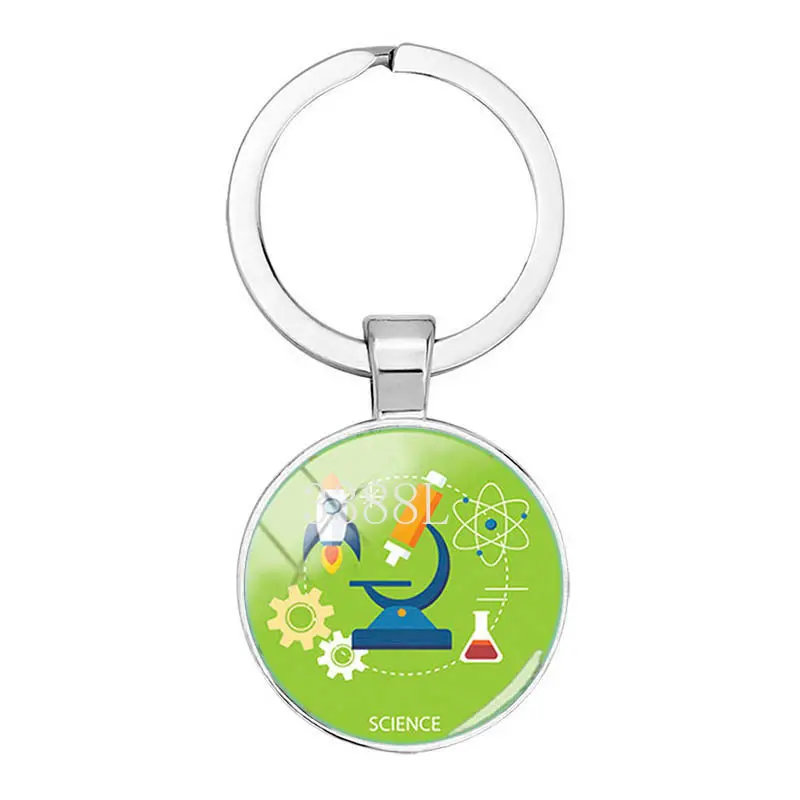 Modeschmuck Kuppel Glas Metall Schlüssel bund Chemie Labor Mikroskop Geschenke – Detail 4