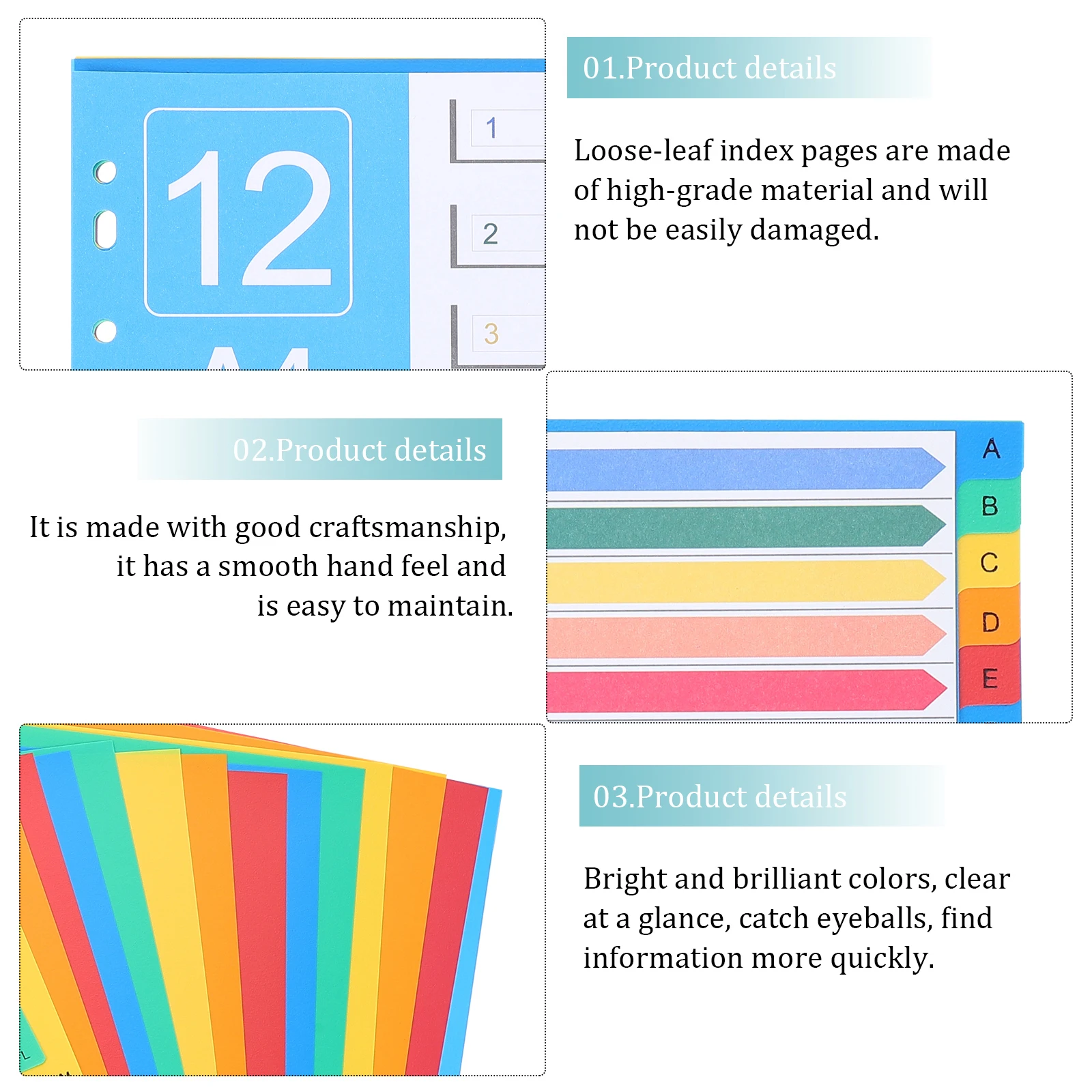 38 قطعة مجلد ملفات مقسم البلاستيك الملون فضفاضة ورقة مؤشر صفحات علامات التبويب مجلد فاصل دفتر مؤشر صفحات التصنيف #2