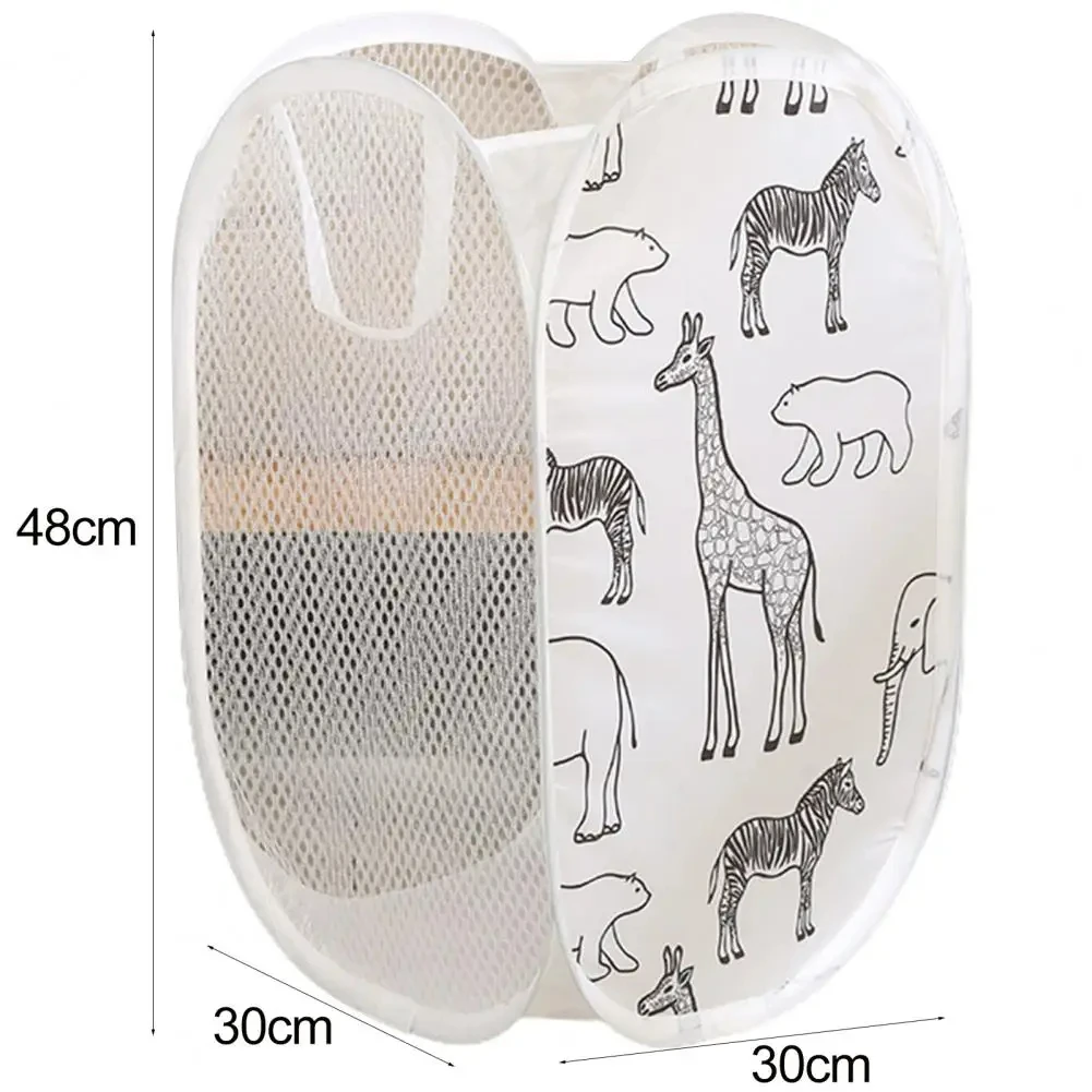 Cartoon Foldable Dirty Clothes Basket Three sided Grid Dirty Clothes Basket Breathable Dirty Clothes Storage Basket image 6