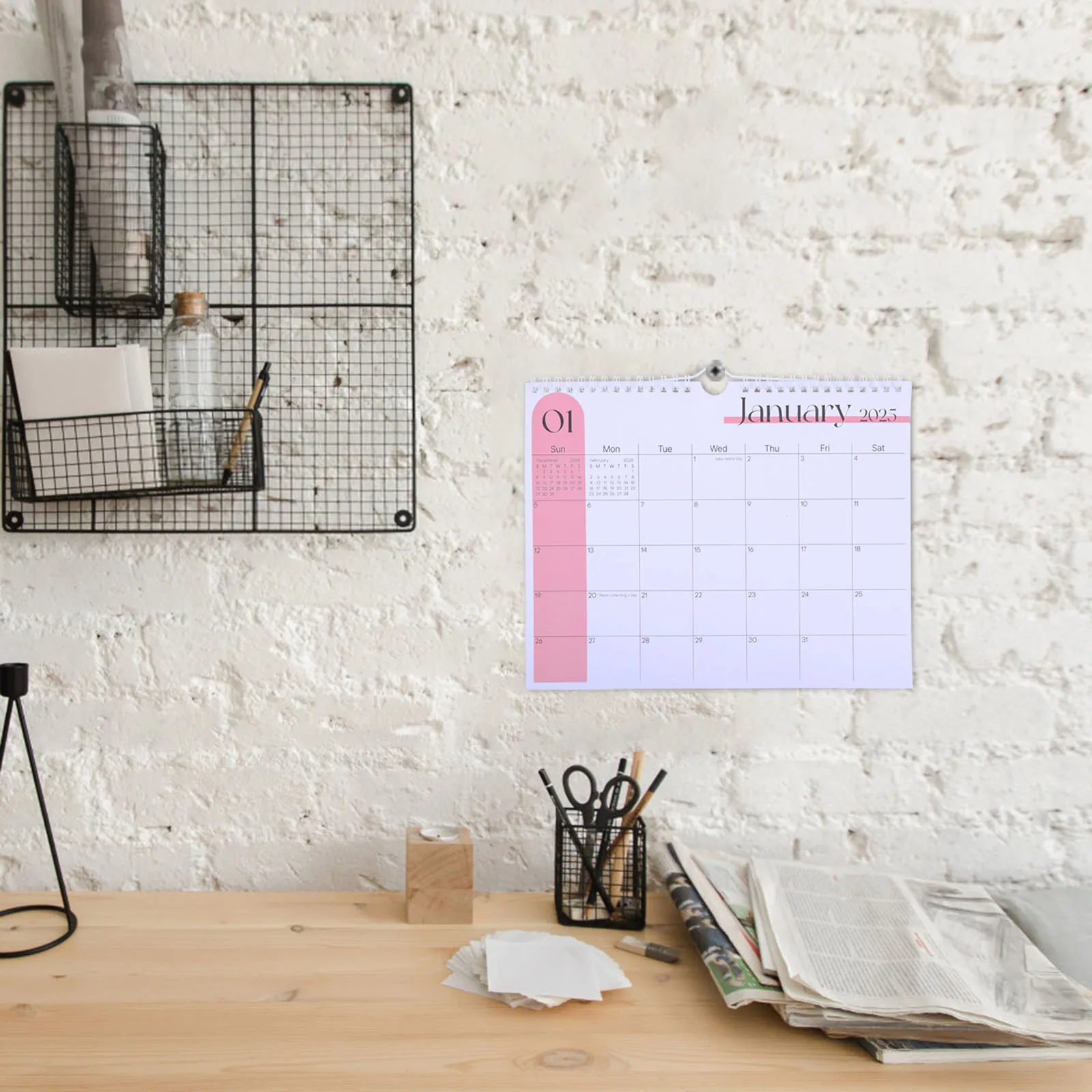 

2025 Hanging Macaron Color Calendar Chinese Academic Desk Boho Schedule Planner Monthly Flip Wall Decor Yearly Paper