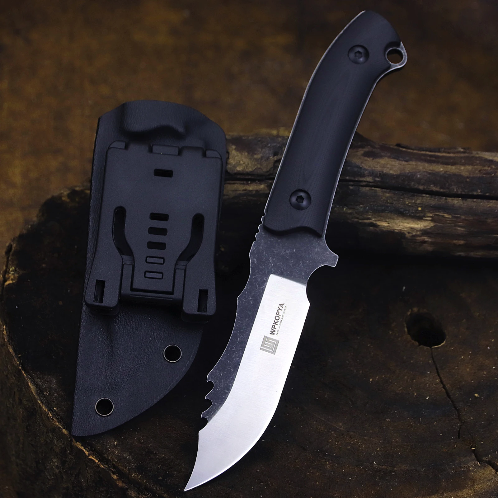 USA WPKOPAY tactical survival knife camping small straight knife wilderness adventure knife with a meat knife with a K-sheath