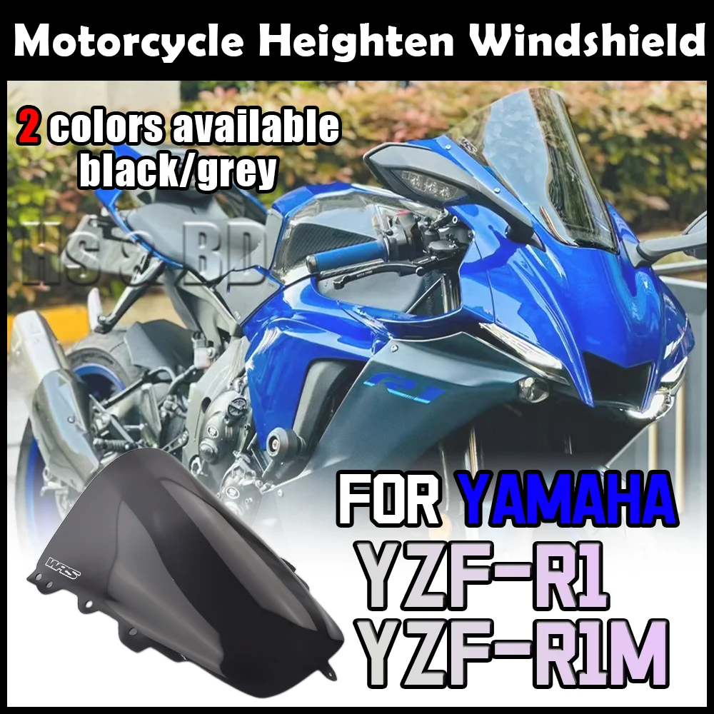 

Motorcycle Windshield For YAMAHA R1 YZF-R1 YZF-R1M Windscreen Heighten Windshield Enlarge Wind Spoiler Cover Fairing WR S Racing