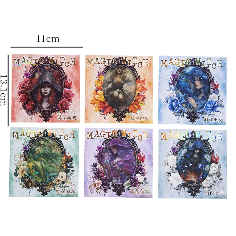 Mr.Paper 6 Style 5 Pcs/ Pack PET Shell Light The Fantasy Witch Is Embellished With Handbook Material Stickers