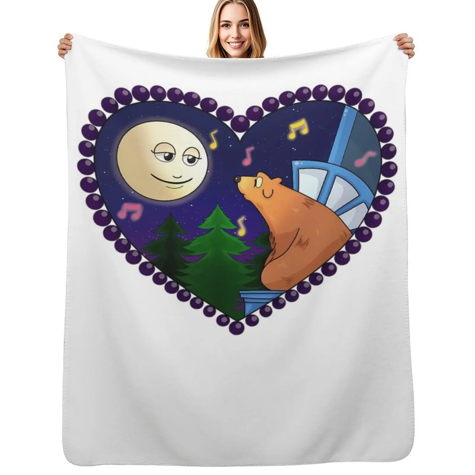 

The Moon, The Bear and The Big Blue House Throw Blanket Flannel Fleece Soft Warm Throw Blanket