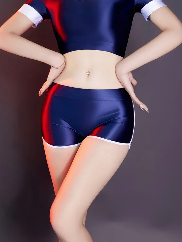 

Женские боксеры со средней талией для йоги и фитнеса, атласные гладкие сексуальные леггинсы для спортзала, быстросохнущие дышащие нижнее белье, шорты