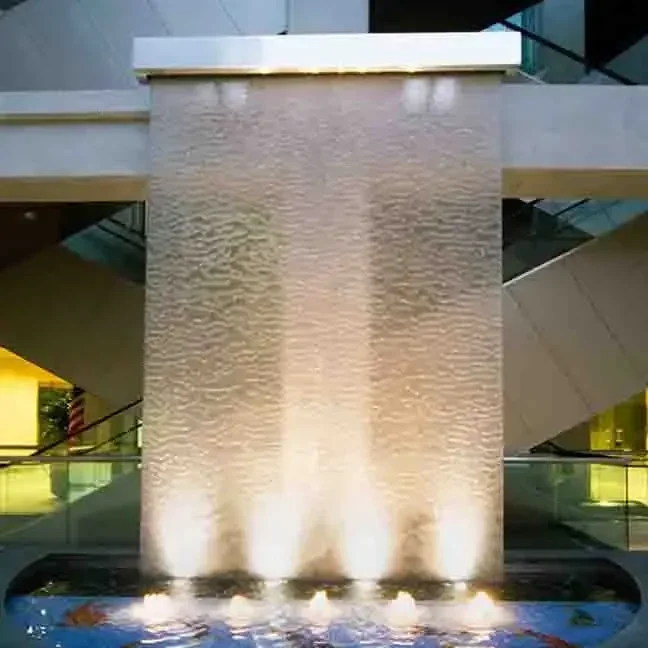 

l Custom Metal Mesh Water Curtain Fountain Stainless Steel Waterfall Indoor Water Curtain Wall