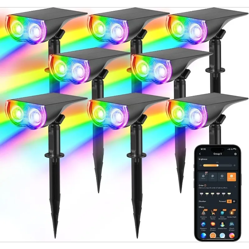 

Smart Solar Spotlight SL5C, Color Changing Landscape Lighting, APP/Voice Control Solar Lights Outdoor, IP67 Waterproof S