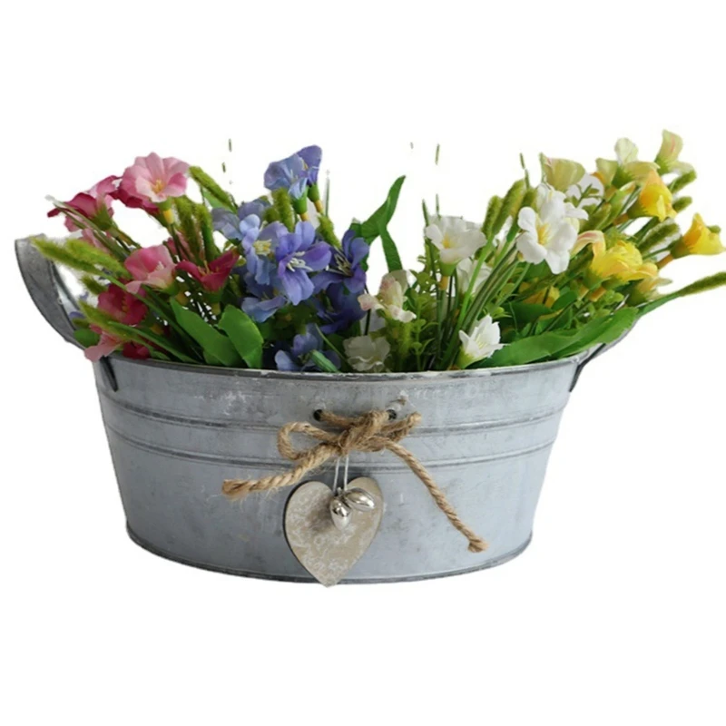 Creative Flower Vase Can Rustic Iron Metal Jug Pitcher Tin Bucket Galvanized Can Portable Pot for Home Wedding