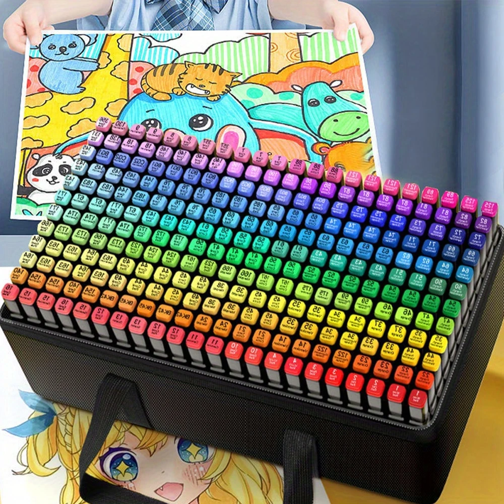 Kit de Canetas Coloridas Profissionais, Caneta Pincel e Marcador, 24 Cores para Artistas e Projetos Criativos