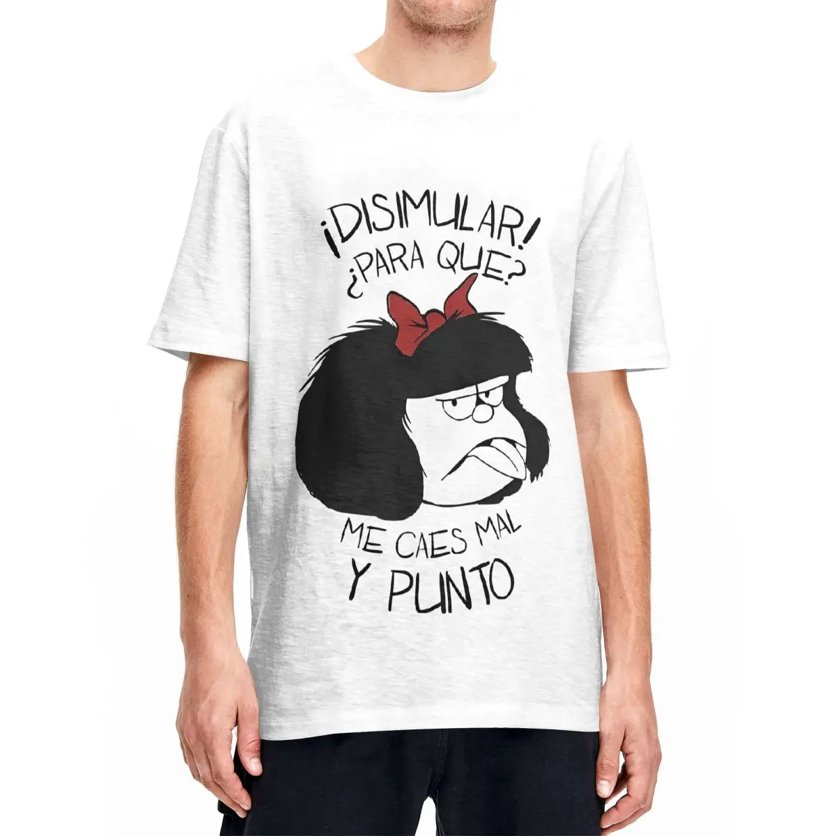 Disimular Mafalda T Shirt Unisex 100%Cotton Tops Shirts Funny Cartoon O-neck Short Sleeve