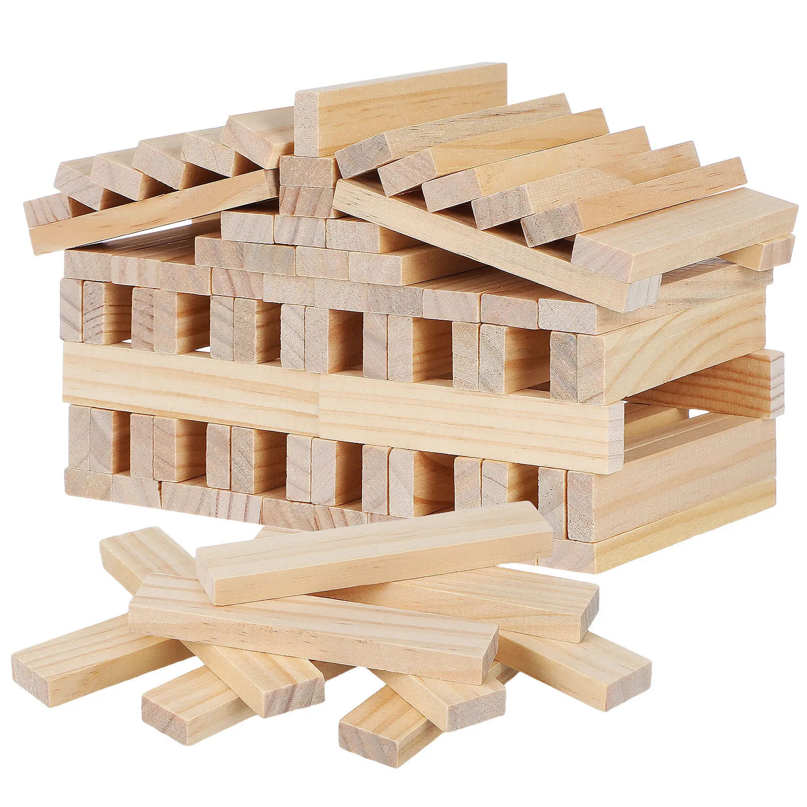 

100Pcs Wooden Stacking Blocks Smooth Natural Wood Pieces for Creative Building and Imaginative Play Toddlers Construction