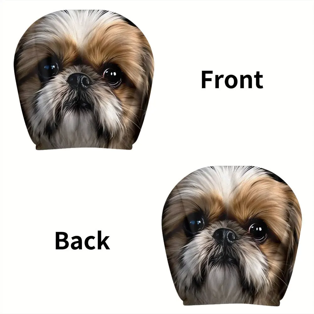 1-Piece Set, Cute Shih Tzu Dog Exquisite Print Pattern Car Headrest Covers | Soft Polyester, Machine Washable, Easy To Install