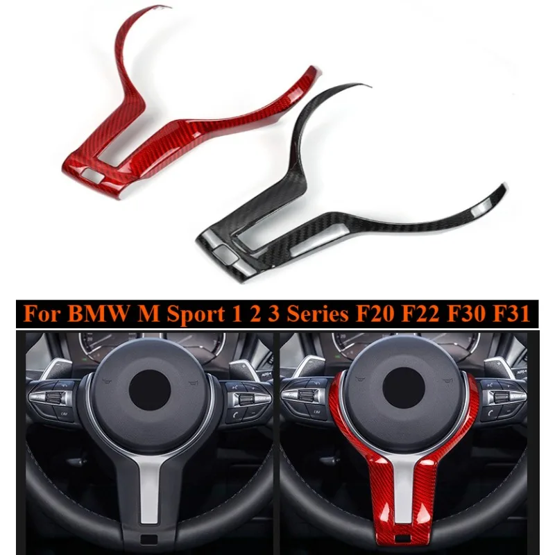 

For BMW M Sport 1 2 3 Series F20 F22 F30 F31 Carbon Fiber Steering Wheel Trim T Cover Sticker Interior Decoration Accessories