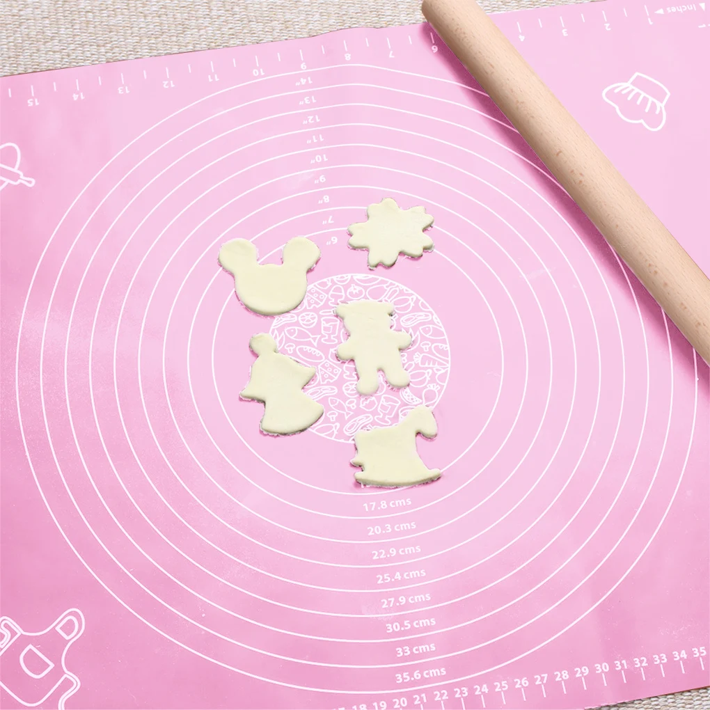 Tapete de silicona antideslizante con escala, almohadilla de pastelería antiadherente gruesa, mantel individual para pastel de Fondant, morado, patrón aleatorio