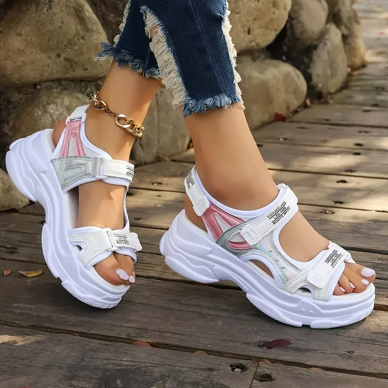 New Summer Fashion Comfortable Wear-resistant Thick-soled Height-enhancing Sandals Non-slip Beach Casual Sports Shoes for Women image 2