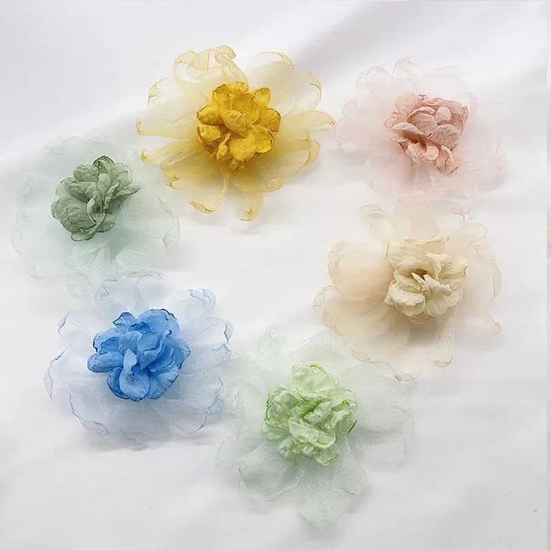 Handmade chiffon fabric, flowers, wedding dresses, hats, shoes, decorations, hair accessories, DIY, 10 pieces per batch