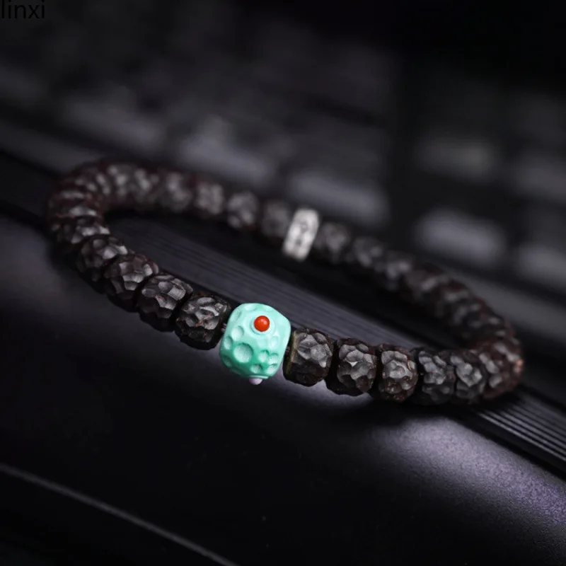 

Indonesian Ecological Coconut Handmade Rock No Phase Single Circle Bracelet Meteorite Pit Old Style Men'S Wholesa