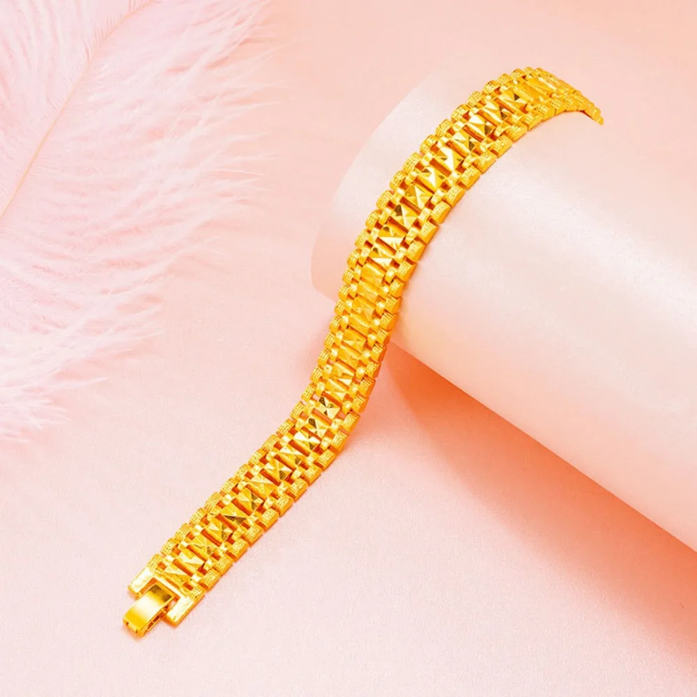 Cadena de reloj de oro de 24K unisex, oro de 24K AU999 - Patrón clásico tipo tanque, artesanía en oro macizo, uso diario