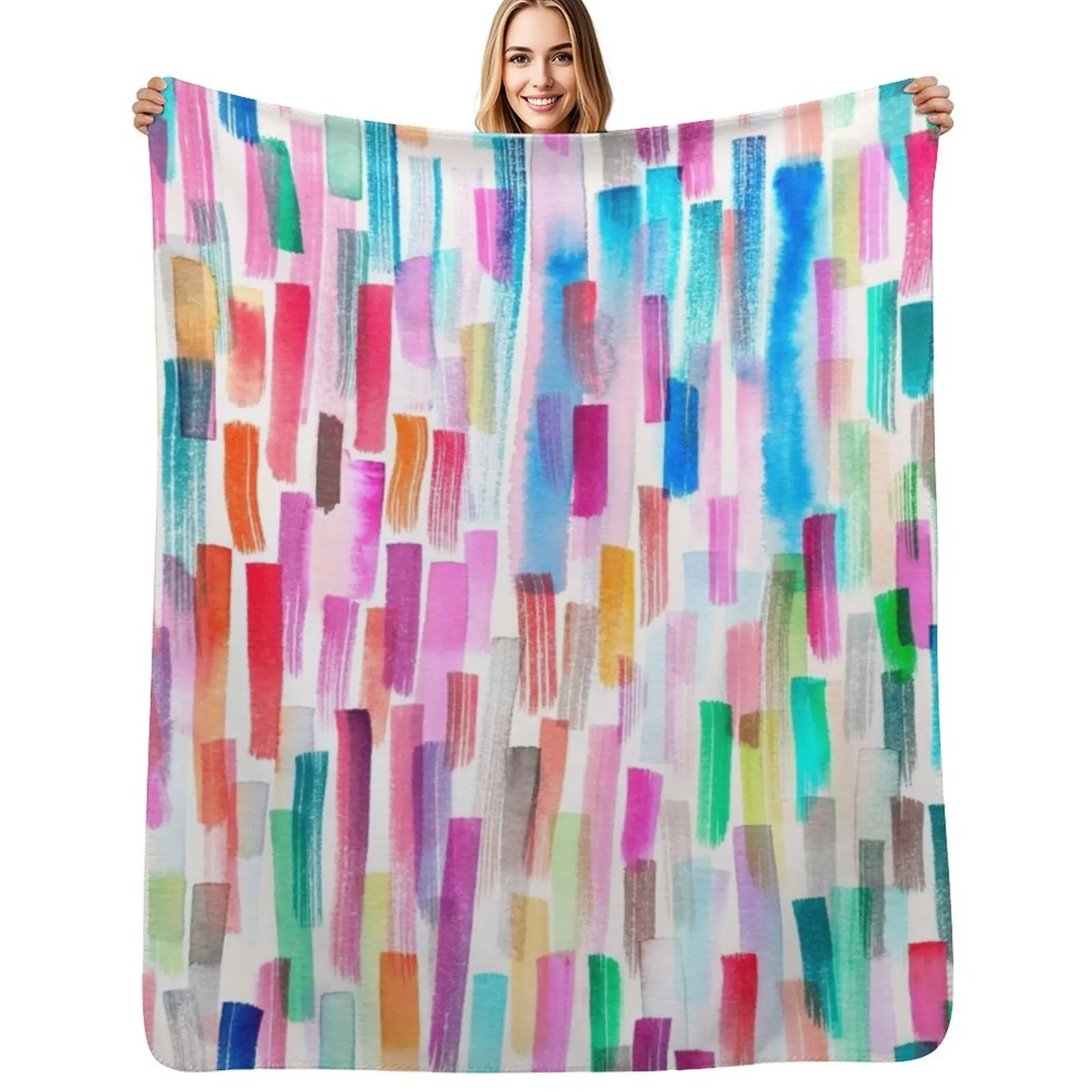 

Candy colored brushstrokes Throw Blanket sofa bed Fashion Sofas Loose For Sofa Thin Blankets