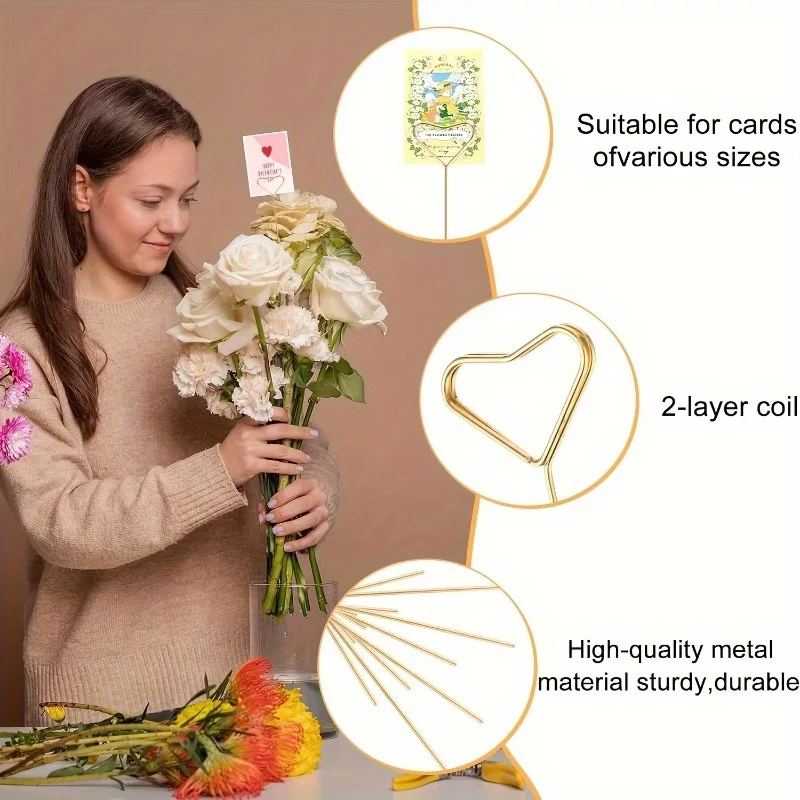 20/40pcs flower selection card holder, flower combination card holder, gift card tree holder, photo memo holder selection stick,