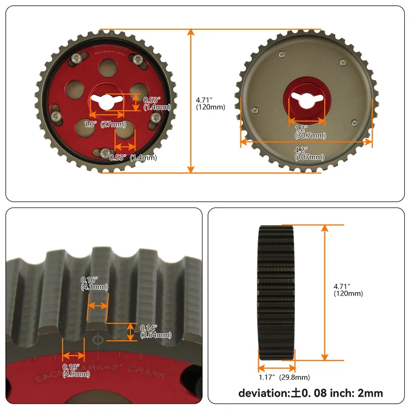 2pcs Cam Gear Pulleys...