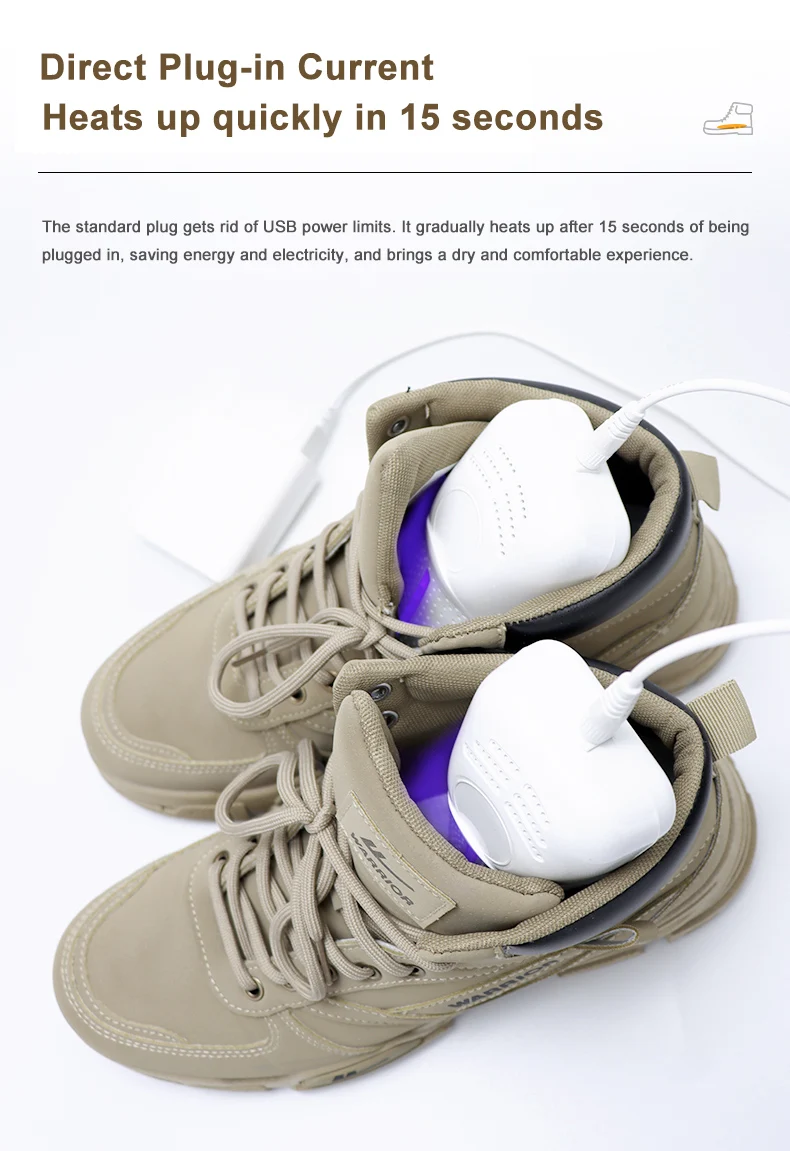 USB-Schuhtrockner | Desodorierender & desinfizierender Stiefeltrockner, schnelle Erwärmung, Energieeffizient – Detail 5