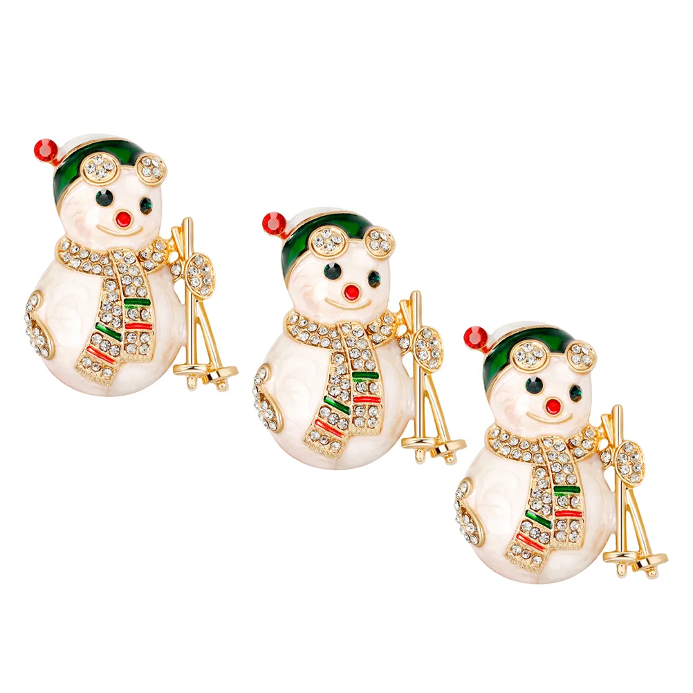 Pin do broche do boneco do Natal, Pinos de lapela do inverno, Snowflake Badge for Clothes, 3 pcs