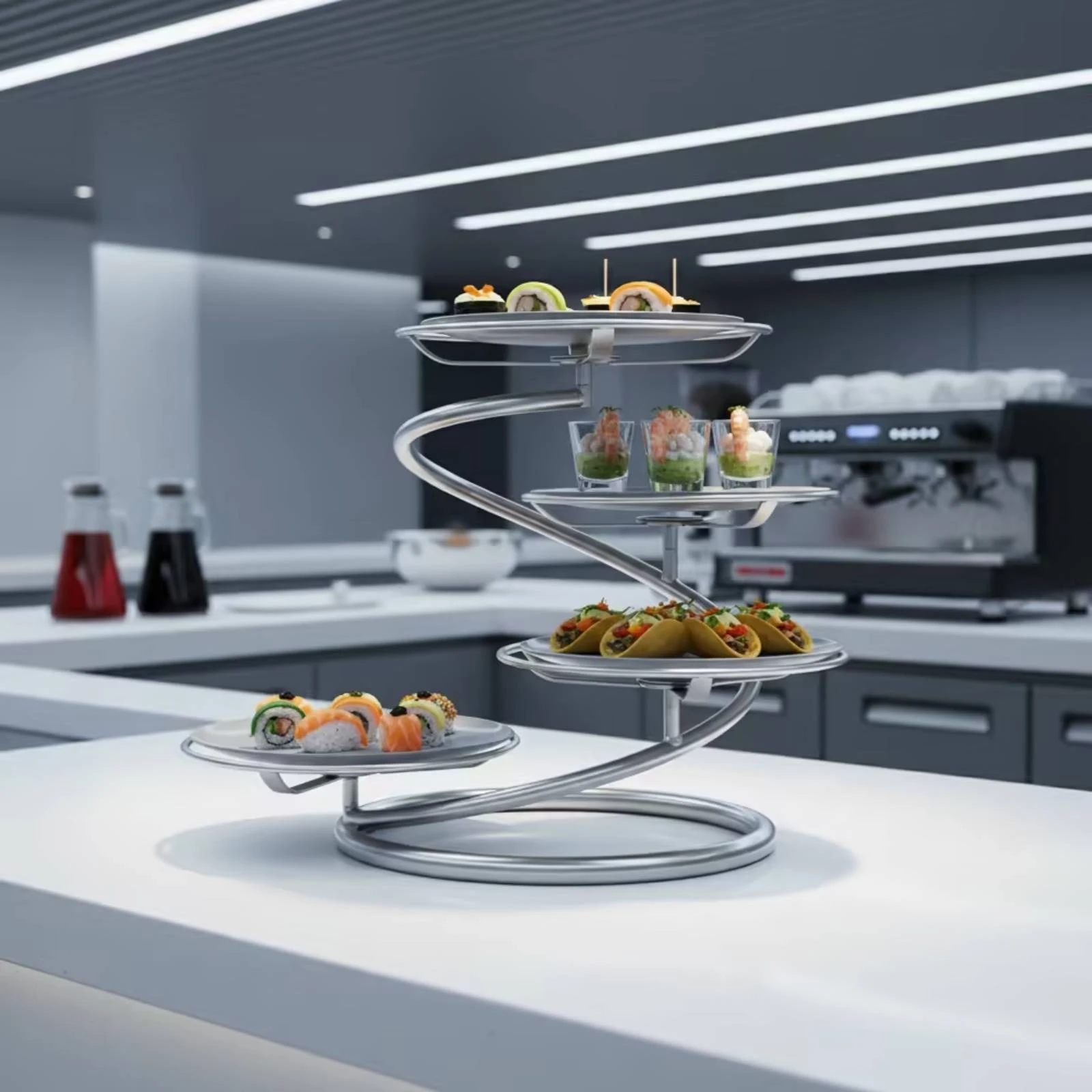 Tiered Serving Stand Multi-Level Spiral Serving Stand Tabletop Space-Saving for Hosts, Parties, Buffets