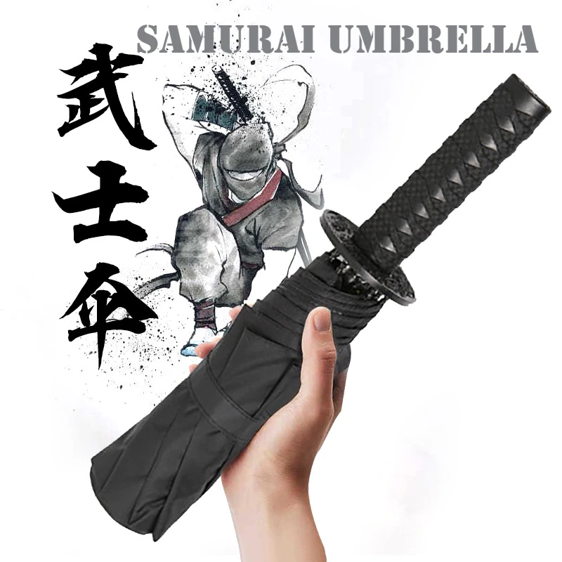 

Samurai Knife Handle Umbrella Sunny Umbrella Black Samurai Sword Modeling Umbrella Two-dimensional Props Automatically Foldable