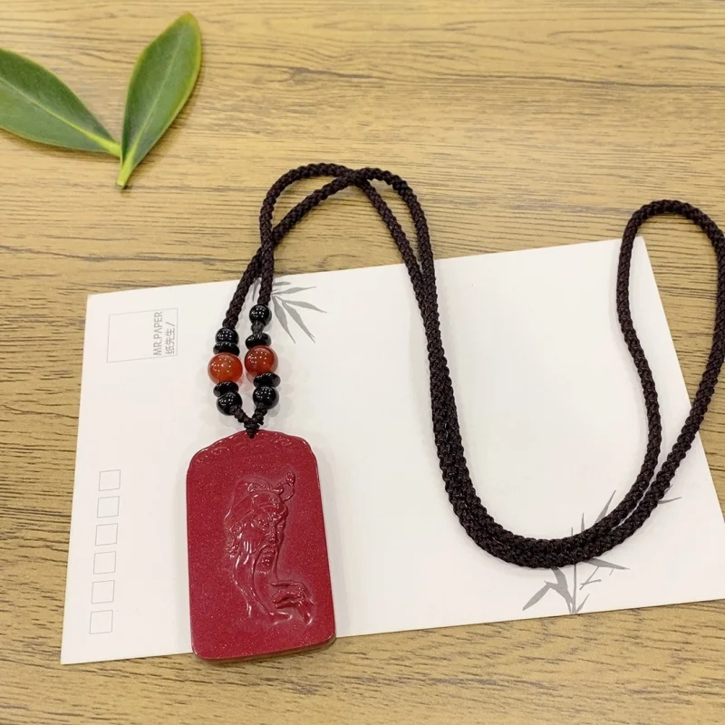 

Gong Necklace, Purple Gold Er Ye Guan Yu Amulet, Protective Pendant