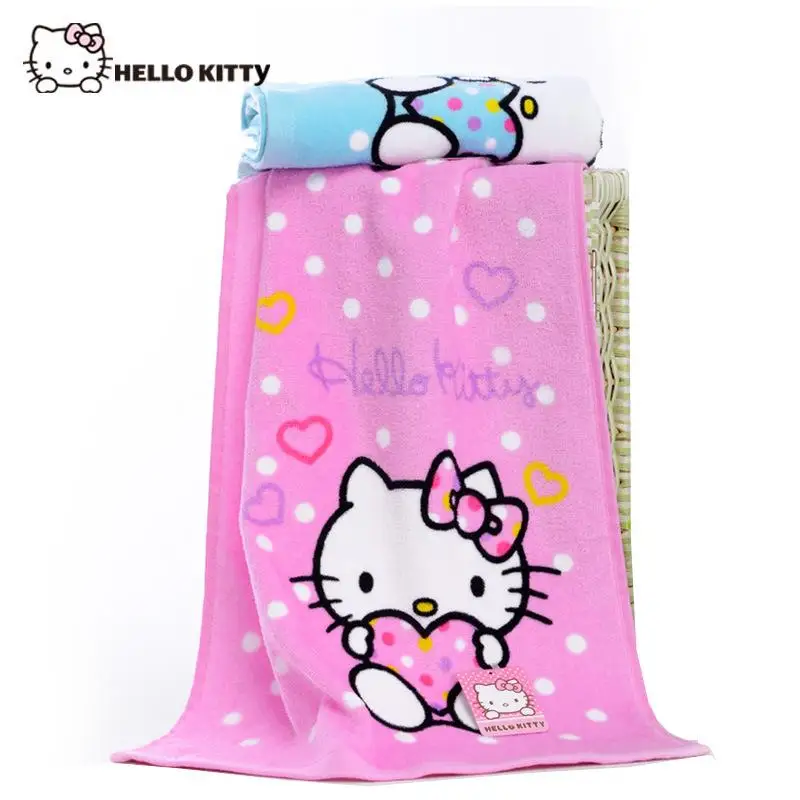 

Полотенце Hello Kitty Sanrio Kawaii из чистого хлопка, прямоугольная абсорбирующая марля, Детская стирка, плюшевый подарок