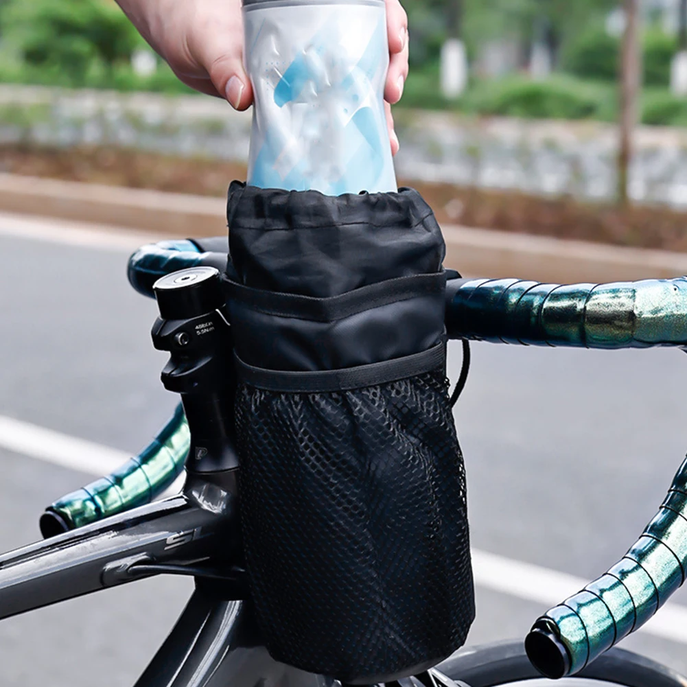 

Bike Insulated Kettle Handlebar Bag Waterproof for Electric Scooter Motorcycle Universal Bike Bottle Holder with Mesh Pocket