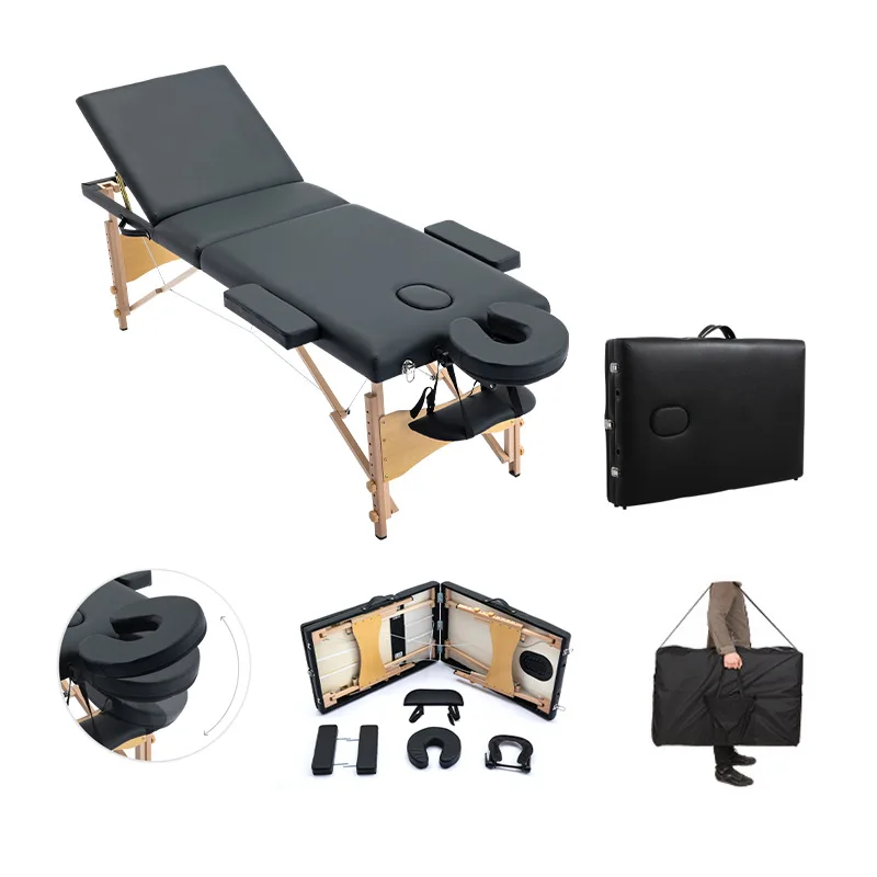 Adjustable 3 Section Aluminum Folding Massage Table & Beds Foldable Beauty Salon Facial Bed