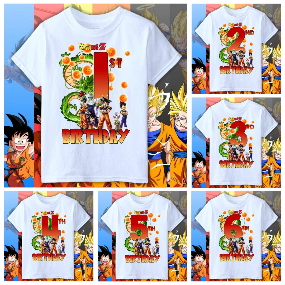 T-shirt d'été Dragon Ball BIRTHDAY pour enfants, garçons et filles, de 0 à 12 ans, mode décontractée