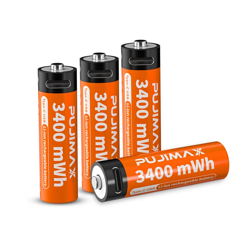 PUJIMAX AA 1.5V 3400mWh batterie Rechargeable de plus haute capacité USB type-c Li-ion batterie pour télécommande serrure de porte intelligente jouets