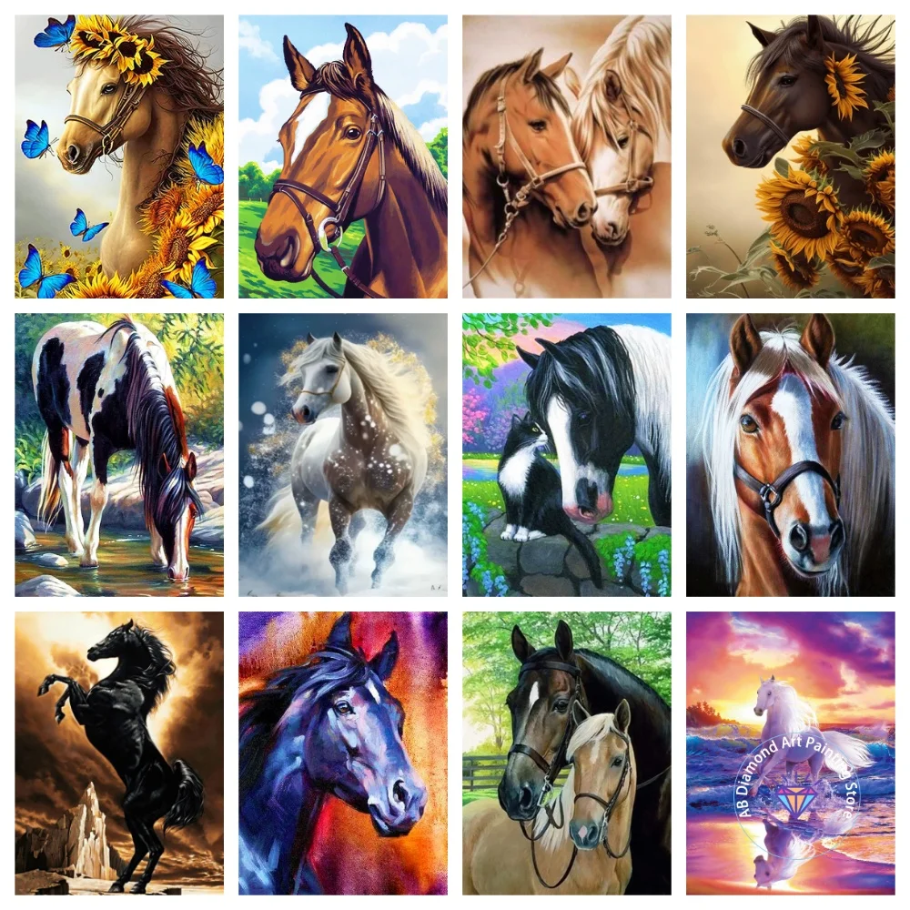 

New Horse Animal AB Diamond Painting Kit Square Round Diamond 5D DIY Cross Embroidery Handmade Art Exquisite Gift Home Decor