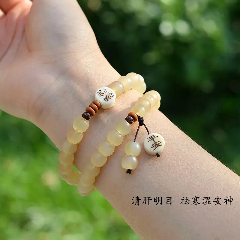 

Original Tibetan Old Material Sheep Horn Buddha Bead Good Lucky Bracelet Female Artistic Preservation Bodhi Fine HandString Male