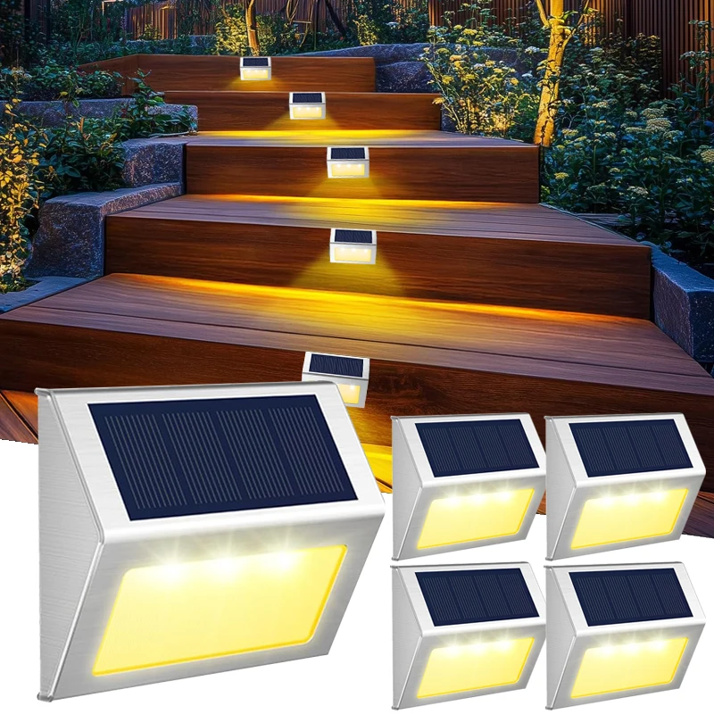 Solar Deck Lights LED Outdoor Waterdichte Fance Decor Trap Solar Lamp voor Tuinmuur Patio