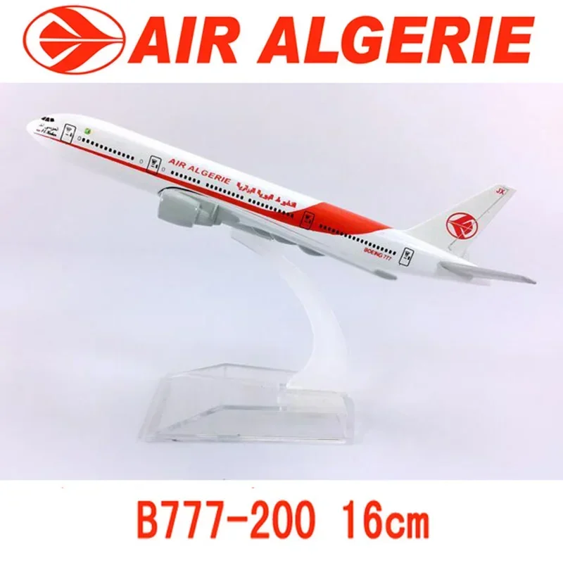 16CM  Algeria Airlines Aircraft Model,1/400 B777-200 Air Algeria Airlines W Plastic Base Alloy Plane Collectible Display Model