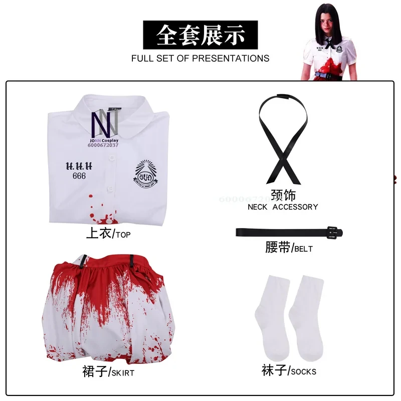 Hot Movie/TV Girl From Nowhere: The Reset Cosplay Costume Anime Nanno Role Playing Red White Ombre Dress Outfit Women r;5'b\7,k/ view 6