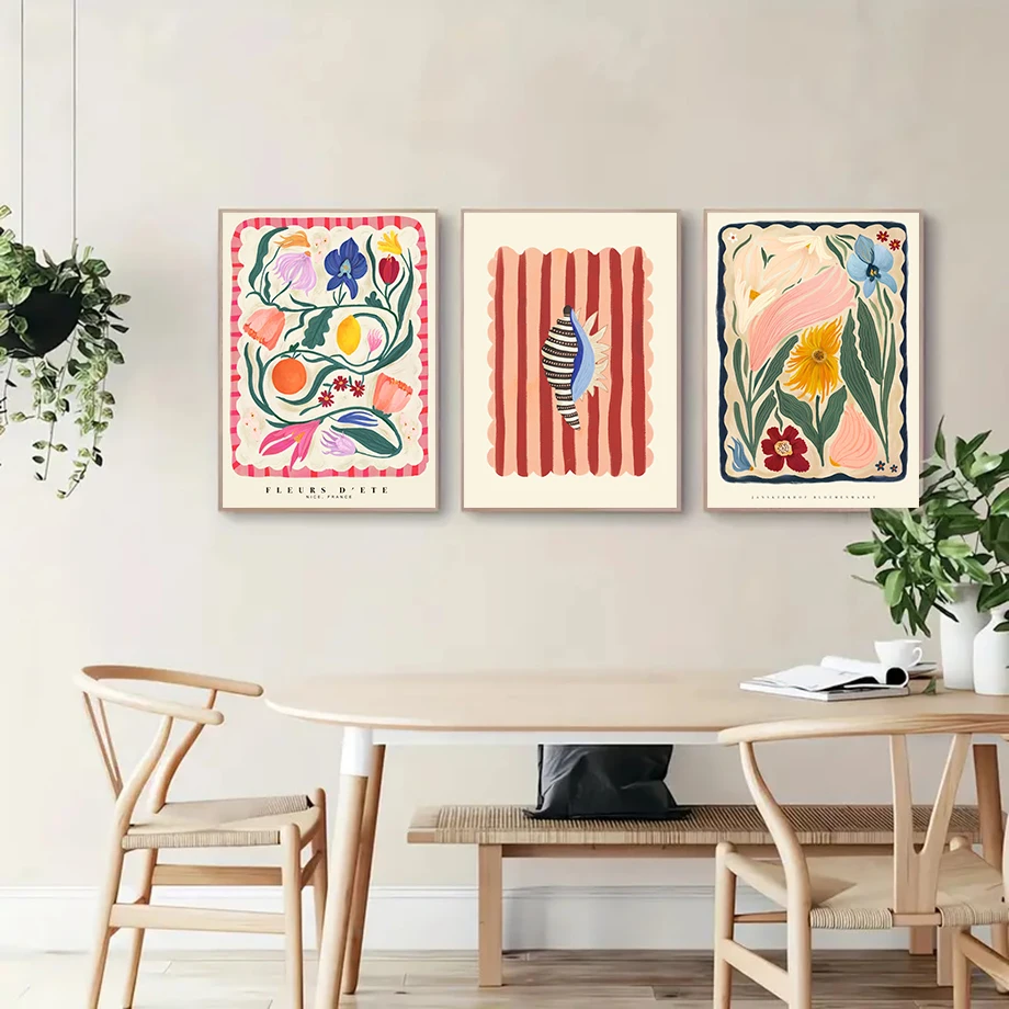 الزهور الملونة بساطتها مجردة الملصقات جدار الفن يطبع الديكور قماش اللوحة صور غرفة نوم غرفة المعيشة ديكور جدارية