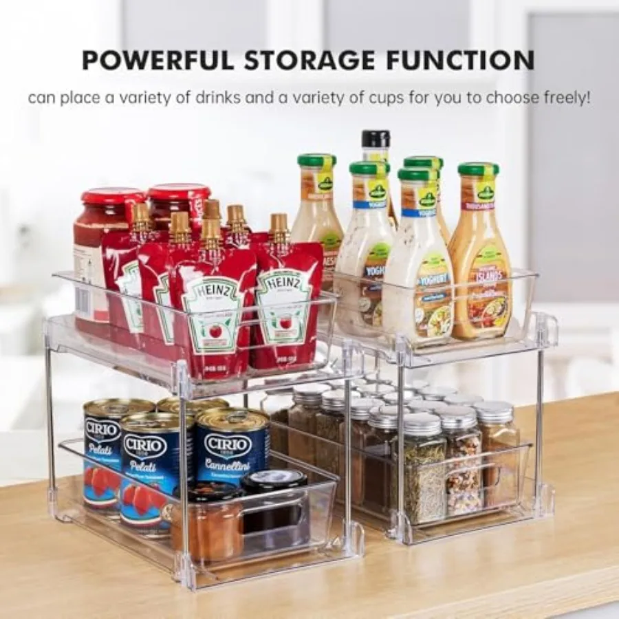 Clear Bathroom Organizers and Storage, 2 Tier Pull Out Under Sink Cabinet Organizer Plastic Drawer Organization and Storage for view 3