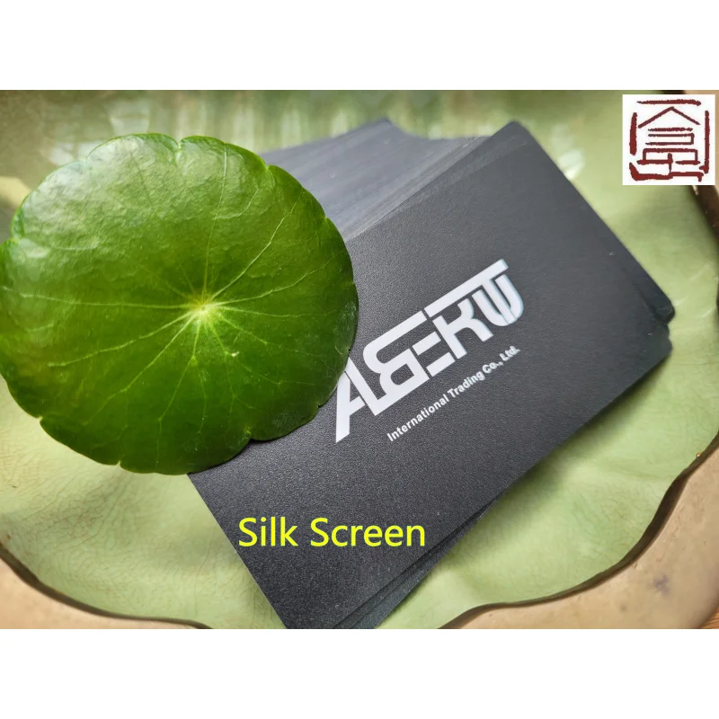 custom.Metal Business Card Matt Black High-end Silk Screen Silver Text