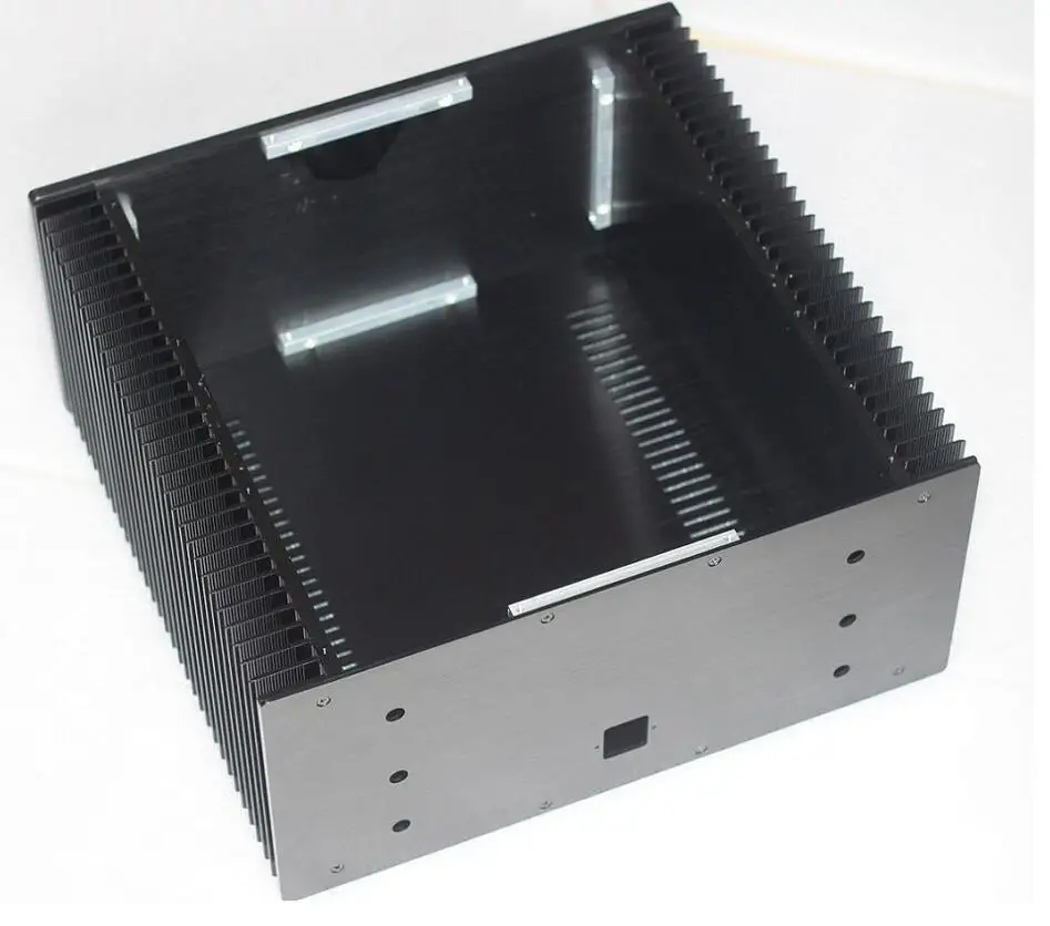 حجم كبير W430 H200 D411 هيكل المبرد فئة أ مكبر للصوت إمدادات الطاقة الألومنيوم حالة مرحبا نهاية DAC فك الضميمة Preamp 4320