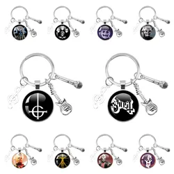Ghost Rock Band Papa Emeritus Music Themed Keychain Glass Pendant Jewelry Accessories Souvenir Key Ring Rock Music Fans Gift