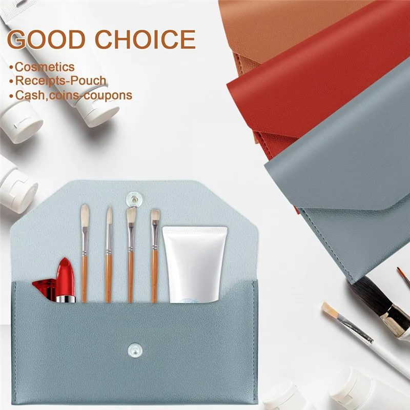 3Pcs PU Leather Cash Envelopes, Waterproof Money Envelopes Reusable Cash Wallet Bags Budget Envelopes