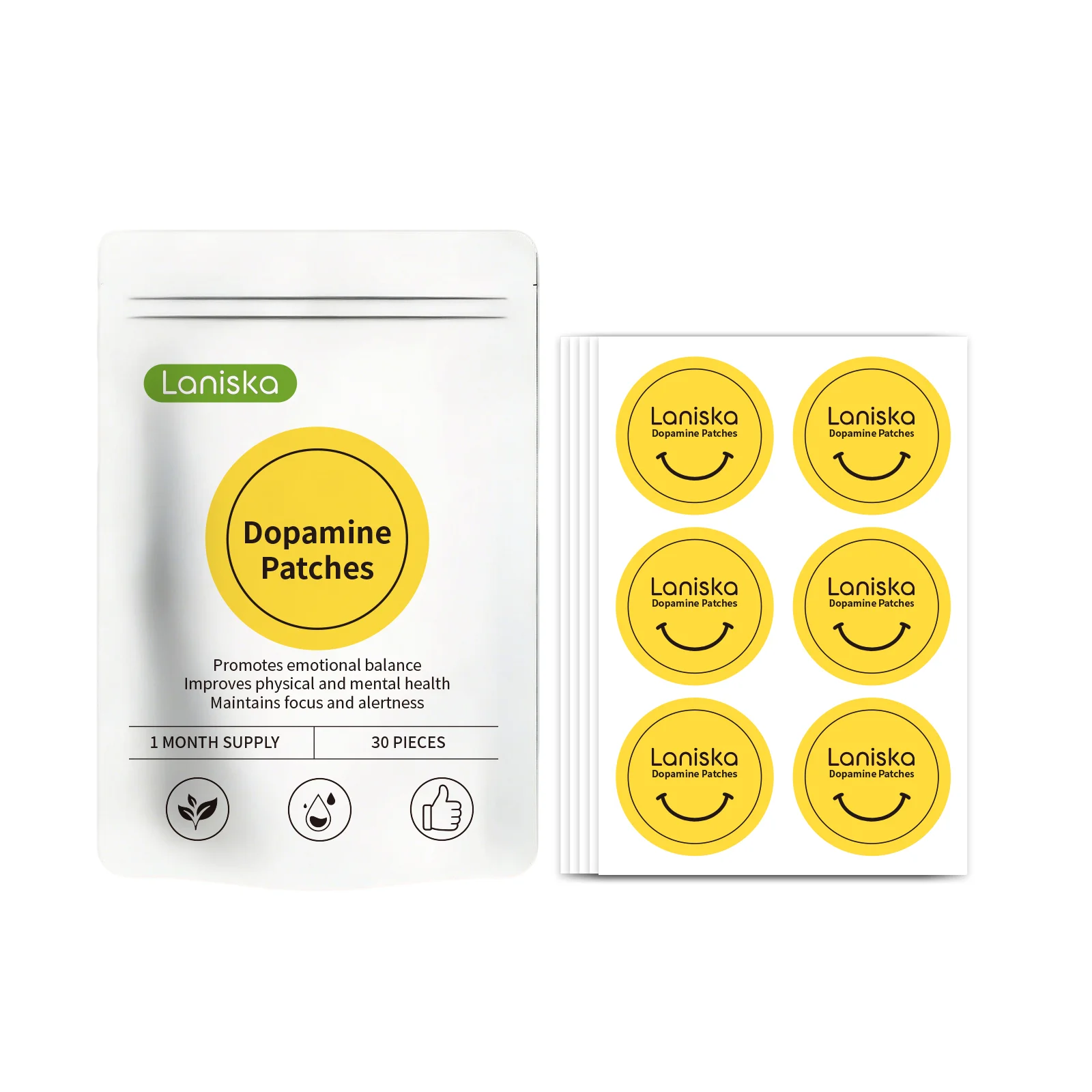 Dopamine Patches Vitality Boost Instant Mood Mindset Focus Relieve Fatigue Improves Sleep And Anxiety Mood Body Care Patch 30pcs
