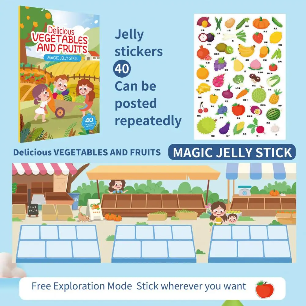 

Boys Girls Sticker Book Baby Sticker Book Educational 3d Jelly Sticker Book Set for Kids Dinosaur Sea for Preschool for Toddlers