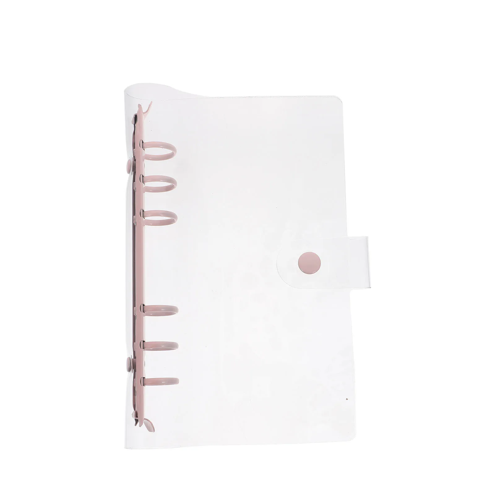 1pc Pvc Transparent Loose-Leaf Folder Snap Button Closure Binder Ring File Holder For Students Office Travel Notebook